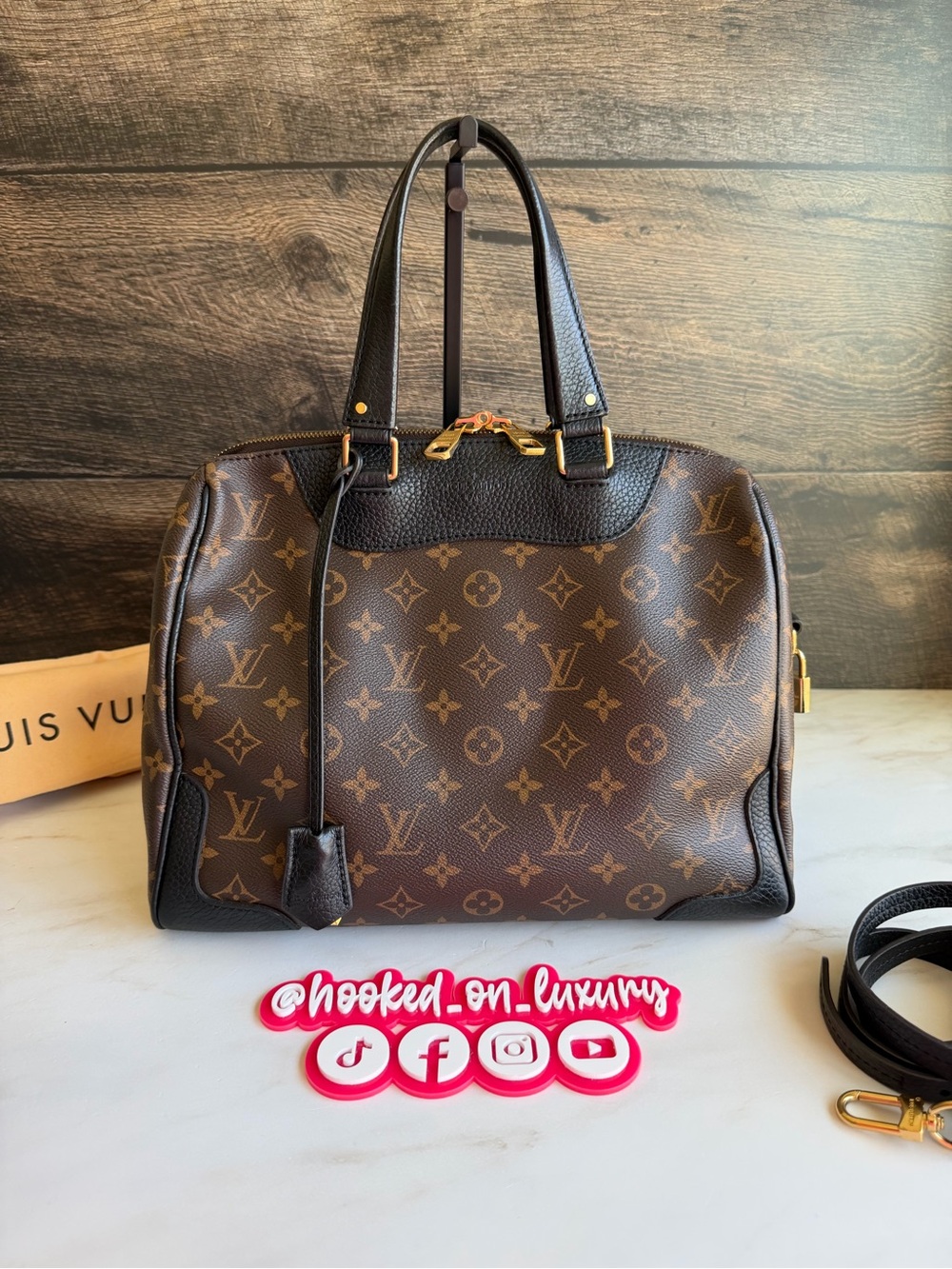 Authentic Louis Vuitton Retiro PM NM Black Noir Empreinte Leather & Monogram Bag